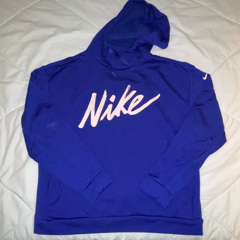 Nike women's hooded sweatshirt. Blue, size small. Side front pockets